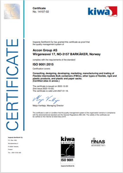 Iso certificate Accon