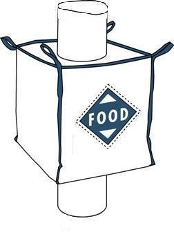 Storsekk for nærings- og legemidler med fyllestuss og tømmestuss 