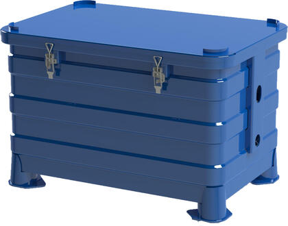 Storbox 600T  är en mycket robust plåtcontainer i Europapallmått för tyngre material och som är kompatibel med Berglöfslådan. Boxen är lämplig för flera olika typer av industrier.